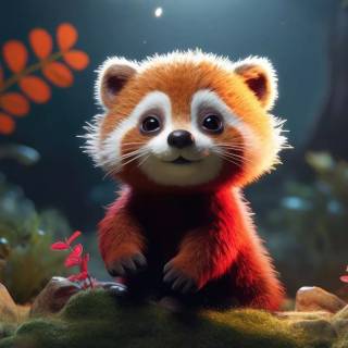 Red panda cartoon wallpaper
