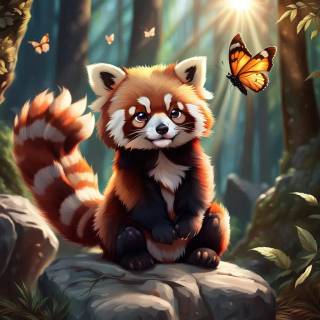 Red panda cartoon wallpaper