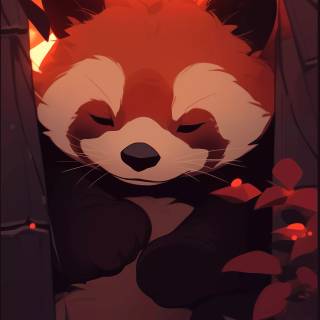 Red panda cartoon wallpaper