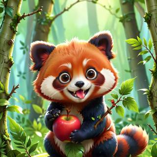Red panda cartoon wallpaper