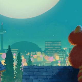 Red panda cartoon wallpaper