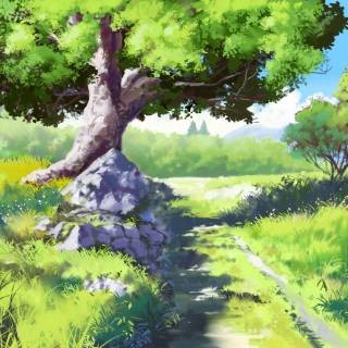 Anime field art 4k wallpaper