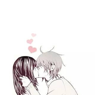Boy and girl kissing anime wallpaper