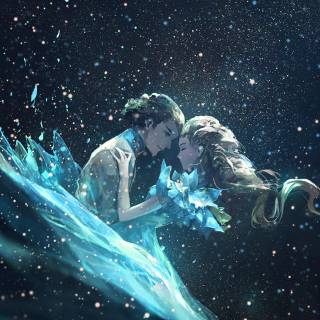 Boy and girl kissing anime wallpaper