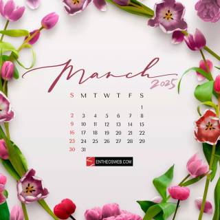 March 2025 calendar wallpaper