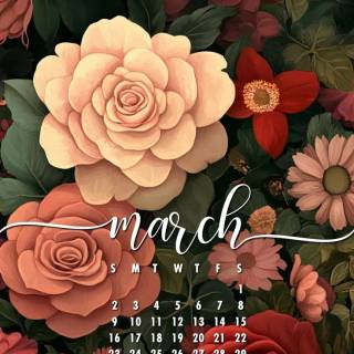 March 2025 calendar wallpaper