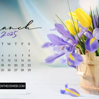 March 2025 calendar wallpaper