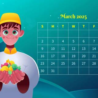 March 2025 calendar wallpaper