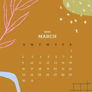 March 2025 calendar wallpaper