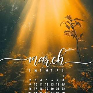 March 2025 calendar wallpaper