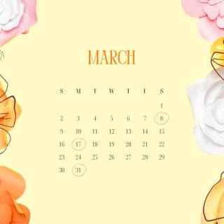 March 2025 calendar wallpaper