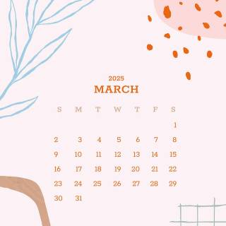 March 2025 calendar wallpaper