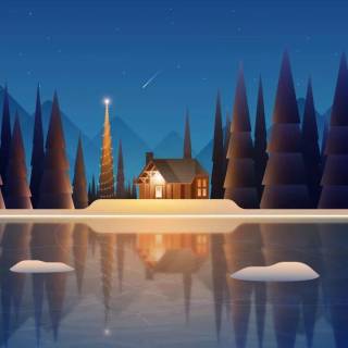 Winter minimalist landscape wallpaper