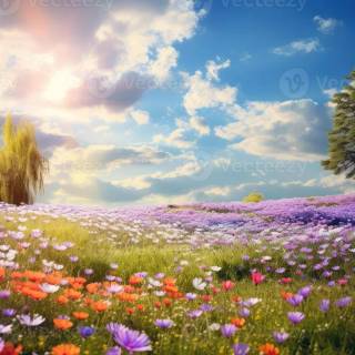 Spring meadow laptop wallpaper