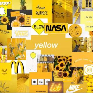 Yellow spring collage laptop wallpaper