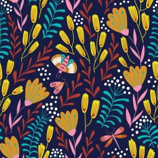 Spring blue purple yellow wallpaper