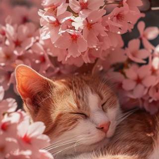 Spring cat iPhone wallpaper