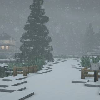 Desktop winter Minecraft wallpaper