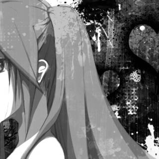 Black and white girl anime PS4 wallpaper