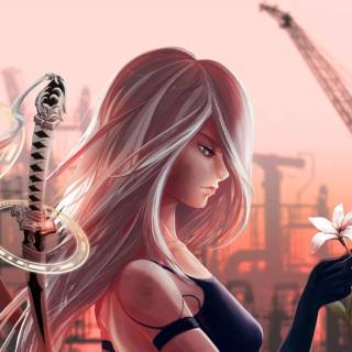 PS4 girl black and red wallpaper