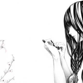 Black and white girl anime PS4 wallpaper