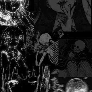 Black and white girl anime PS4 wallpaper