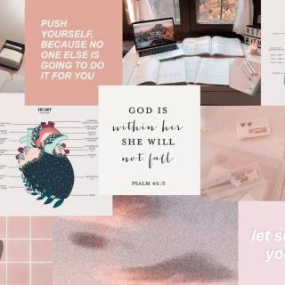 Pink studying collage wallpaper
