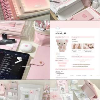 Pink studying collage wallpaper