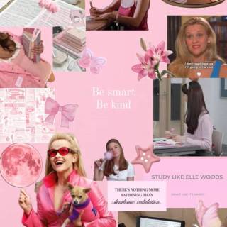 Pink studying collage wallpaper