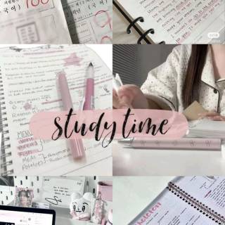 Pink studying collage wallpaper