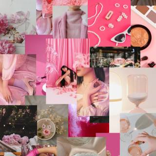 Aesthetic pink collage wallpaper