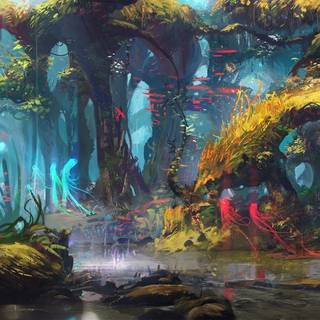 Drawn forest wallpaper