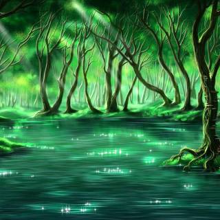 Drawn forest wallpaper