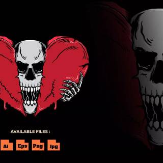 Skull heart broken wallpaper