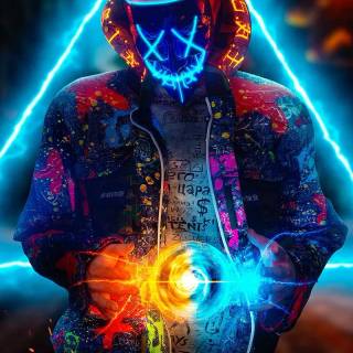 Neon mask phone wallpaper
