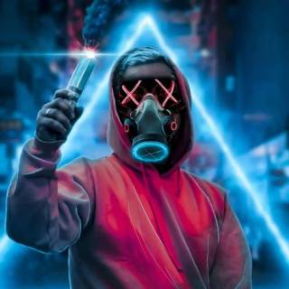 Neon mask phone wallpaper