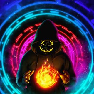 Neon mask phone wallpaper