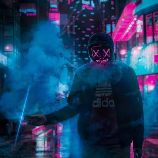 Neon mask phone wallpaper