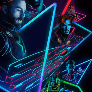 Neon Avengers iPhone wallpaper