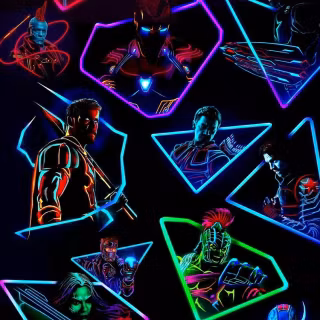 Neon Avengers iPhone wallpaper