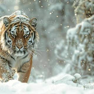 Tiger in snow wallpaper