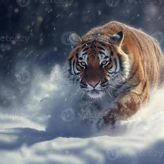 Tiger in snow wallpaper