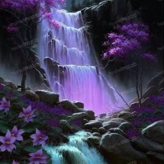 Purple waterfall wallpaper