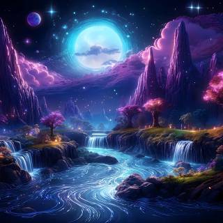 Purple waterfall wallpaper