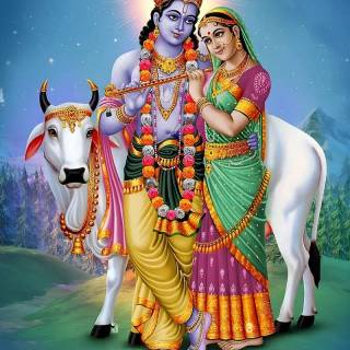 Krishna and cow wallpaper