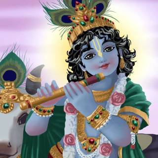 Krishna and cow wallpaper