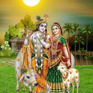 Krishna and cow wallpaper