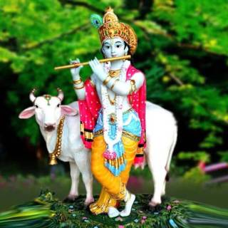 Krishna and cow wallpaper