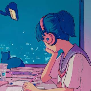 Cozy study wallpaper