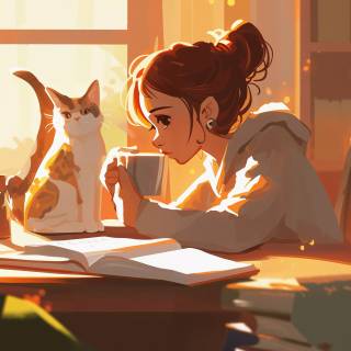 Cozy study wallpaper